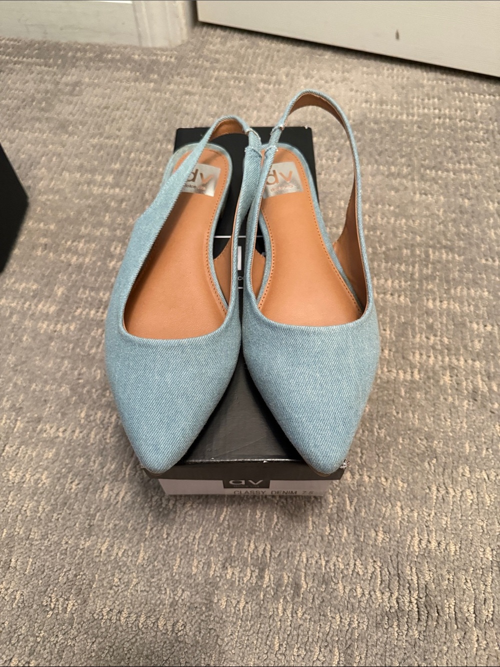 Dolce Vita Light Blue Denim Slingback Pointed Flats